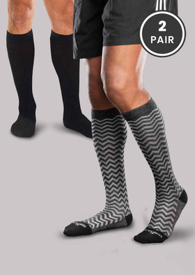 10-15mmHg Fashion Core-Spun Light Support Socks, 2 Pair Black and Trendsetter