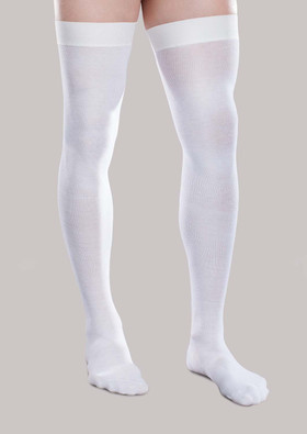 Core-Spun Moderate Thigh High Support Socks White