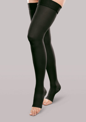 20-30mmHg Ease Mild Support Open-Toe Black Thigh High