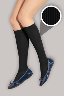 Preggers Light Support Maternity Trouser Socks - Ribbed Black