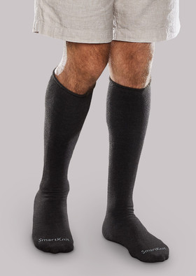 Man wearing Black SmartKnit Diabetic Over-the-Calf Socks