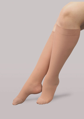Therafirm Moderate Support Full Calf Knee High Stockings in Sand